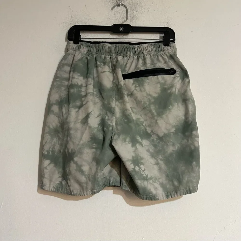 BYLT Basics Active + Lined Shorts Green Tie Dye Size Large Athletic Workout Gym